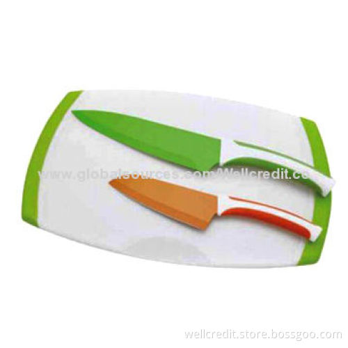Color non-stick knife set with cutting board
